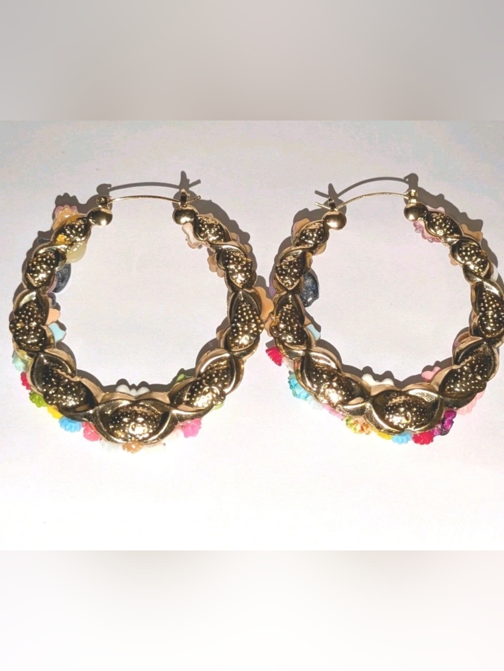 Kitty Under The Sea Hand Crafted Large Hoop Earring - Picture 10 of 17